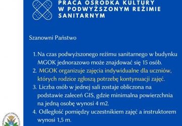 Praca Ośrodka Kultury w podwyższonym reżimie sanitarnym