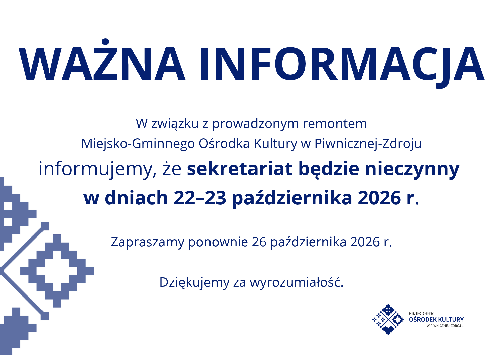 WAŻNA INFORMACJA