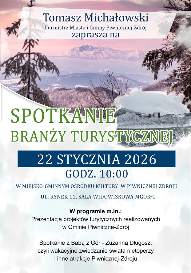 Spotkanie branży turystycznej - 22.01- serdecznie zapraszamy